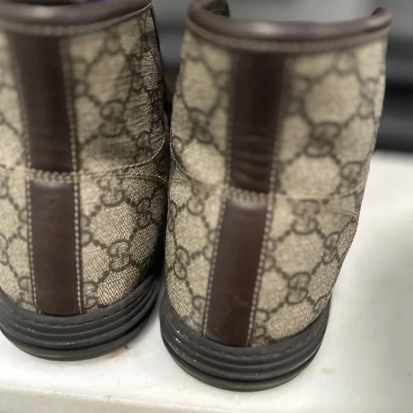 Gucci Brown/Grey GG Canvas High Top Sneakers Size 40 - Picture 7 of 9